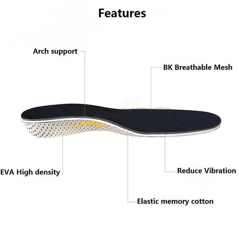 1 Pair Unisex Breathable Full Insole Relieve Pain Orthotic Heighten Heel
