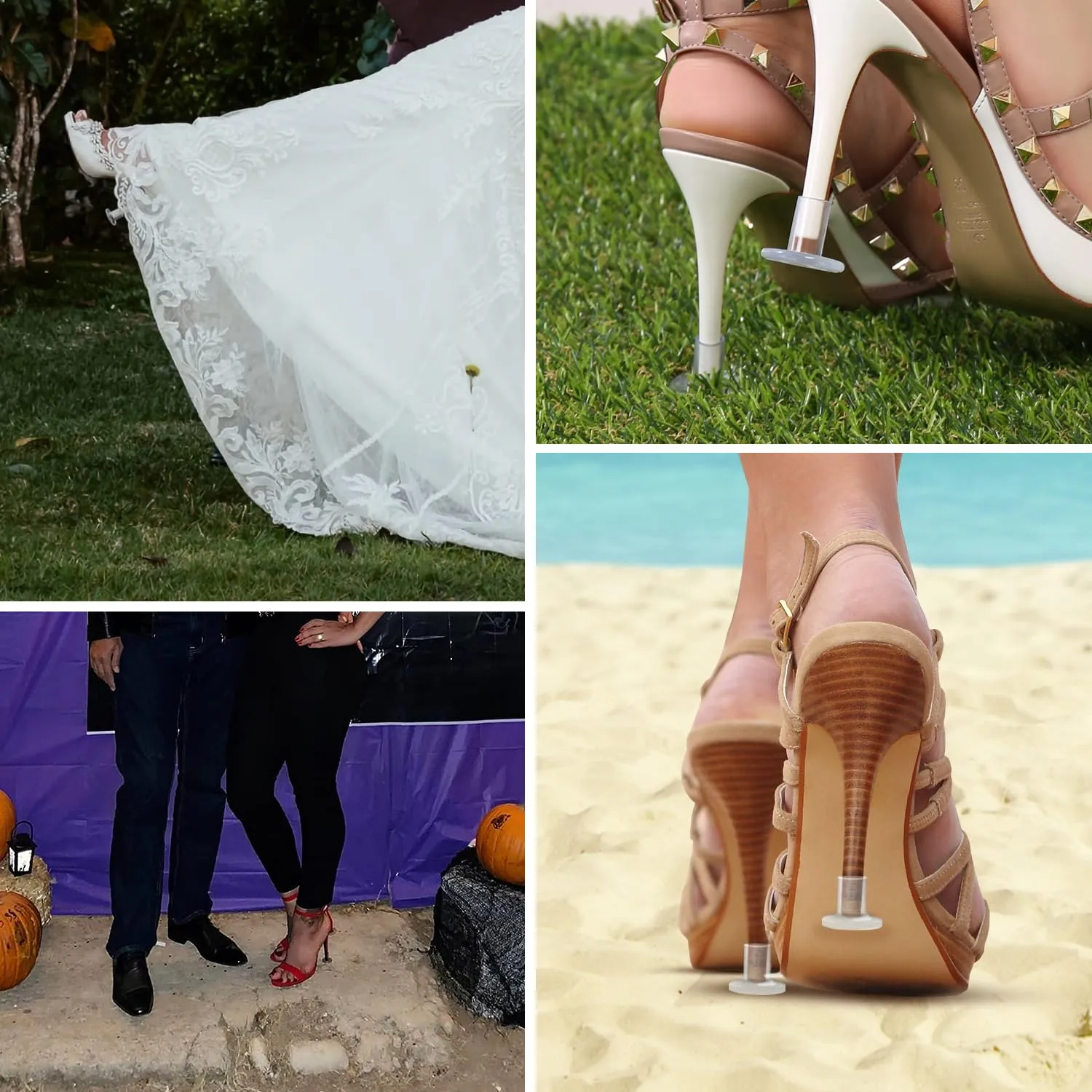 24 pairs of clear grass heel guards, 18 heel stoppers in 3 sizes for walking on grass, wedding shoes and uneven ground with 6 heel guards, heel covers for high heel shoes