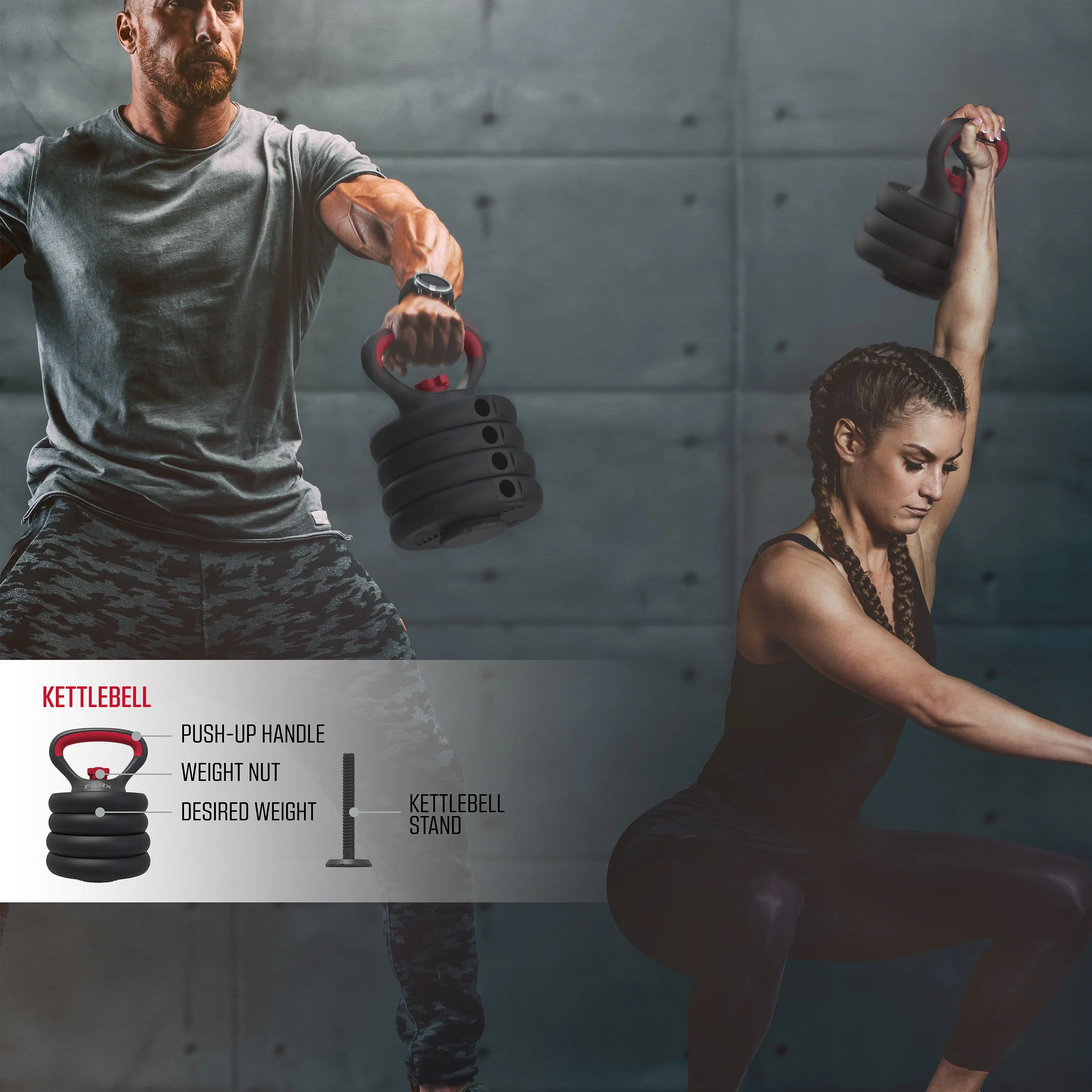 4-in-1 Portable Interchangeable Dumbbell Barbell & Kettlebell Set W/ Adjustable Weights,