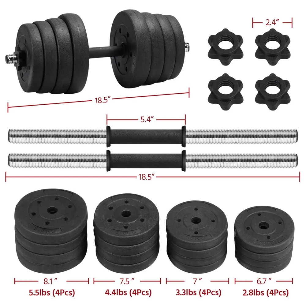 66 Lbs. Weight Dumbbell Set Adjustable Cap Gym