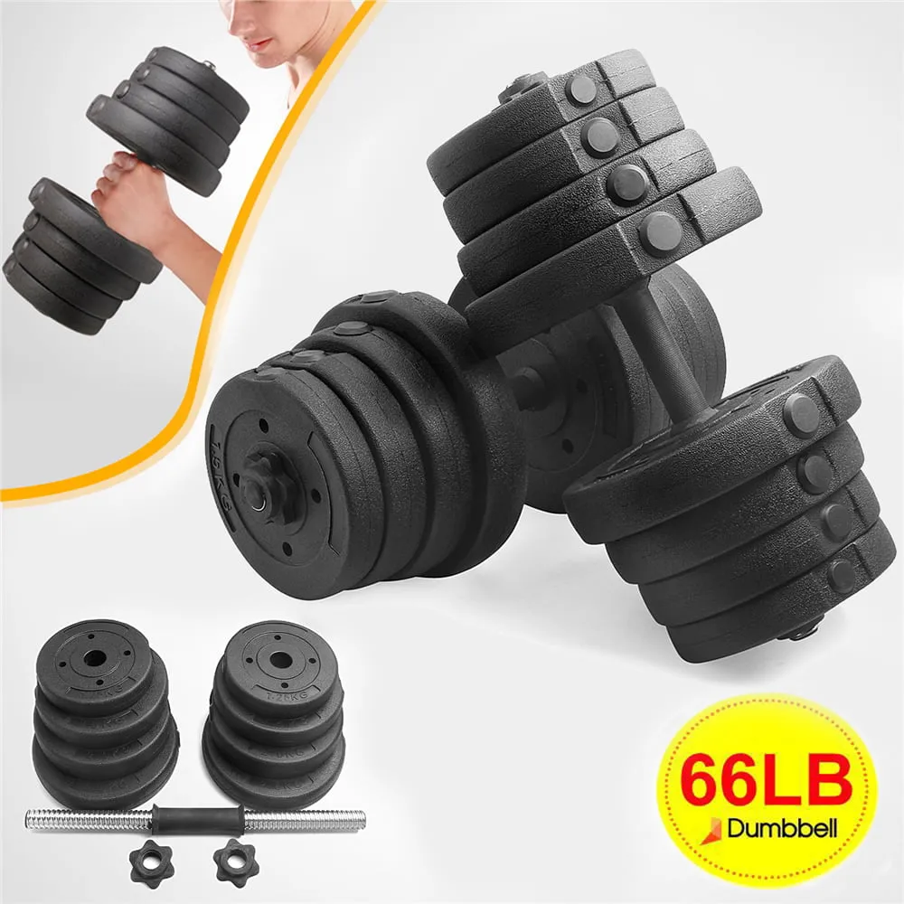 66 Lbs. Weight Dumbbell Set Adjustable Cap Gym
