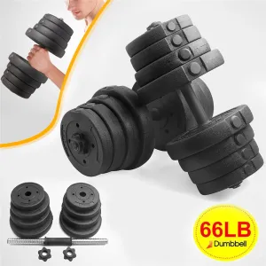 66 Lbs. Weight Dumbbell Set Adjustable Cap Gym
