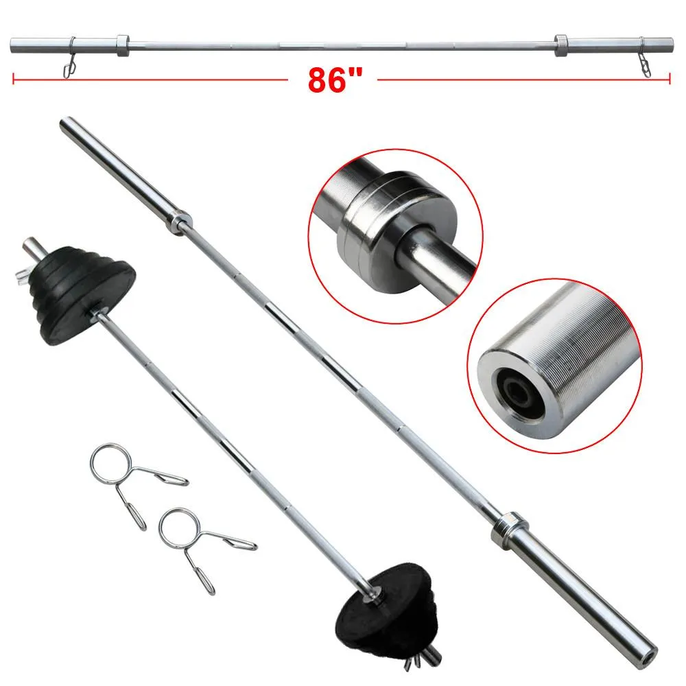 7 Ft. feet Weight Bar Solid Iron Workout Barbell/Weight Bench, 2 In.