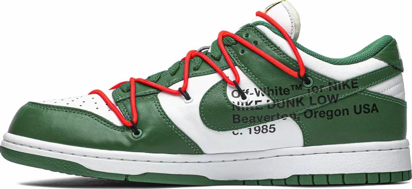 Nike Dunk x Off White Pine Green Adjustable Fit Technology Self Cleaning Tread