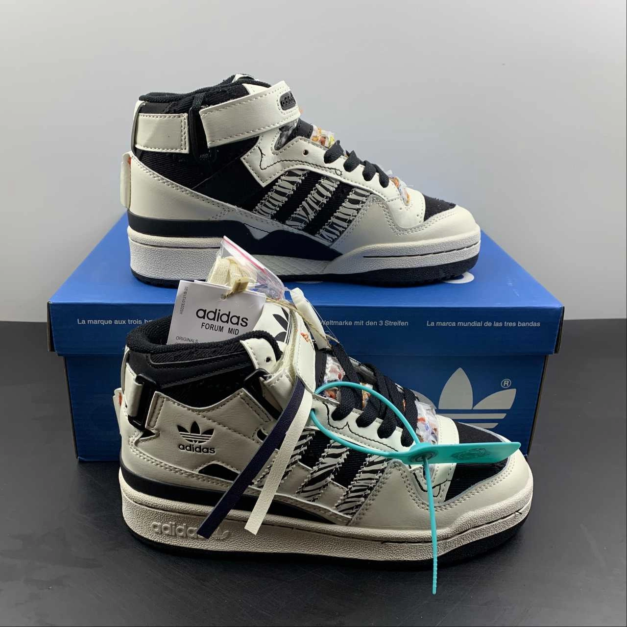 Water Resistant Knit Foot Contouring Adidas Forum Mid White Black GX3957