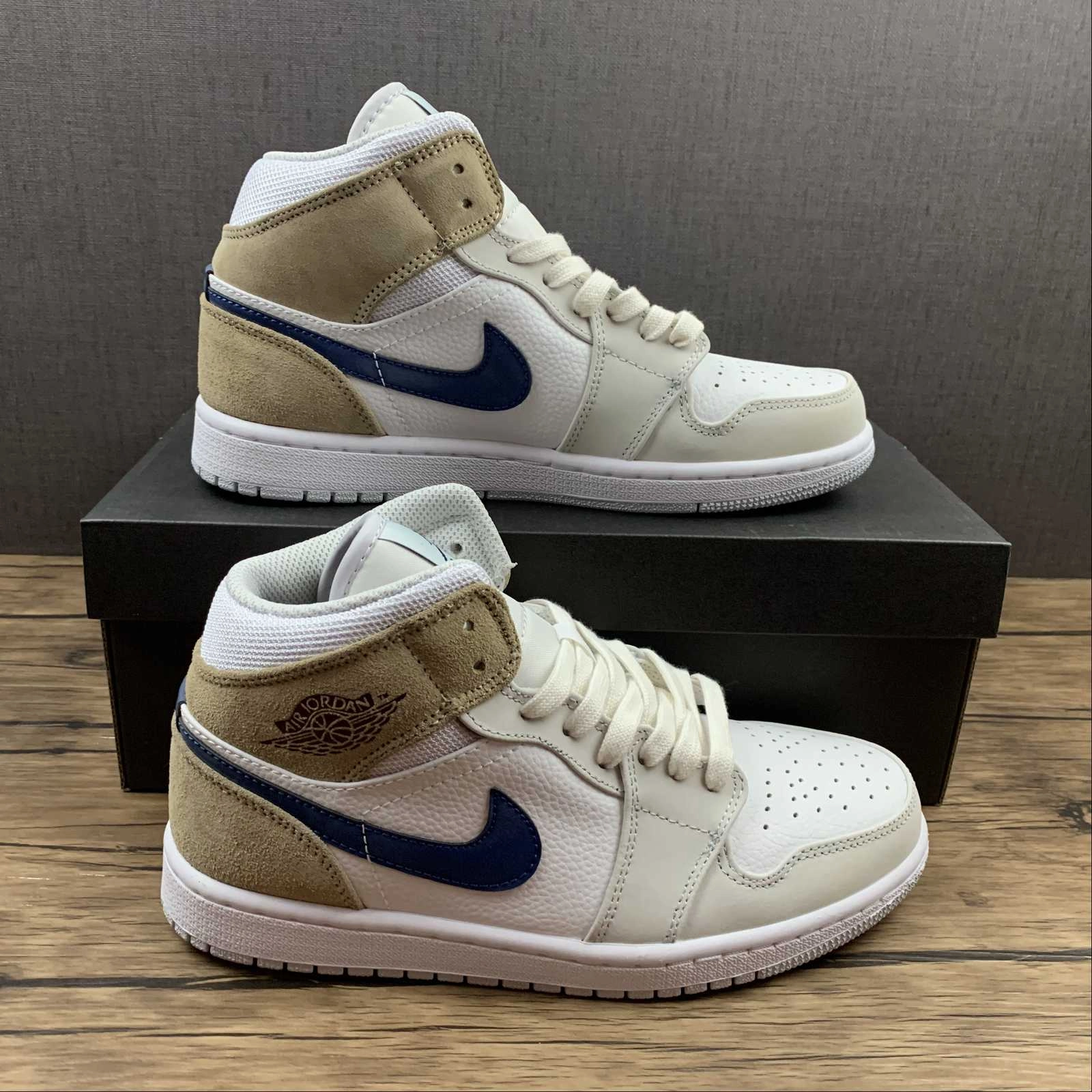 Athletic Footwear Air Jordan 1 Mid MEM2 White Blue Void-Team Red-Khaki (2021) DO6726-100