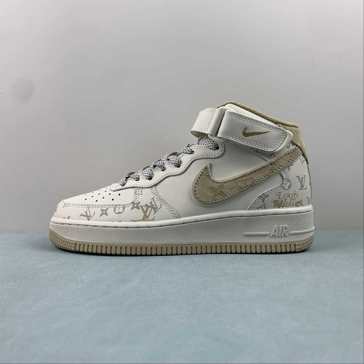 Air Force 1 07 Mid LV Gray Yellow White DV9988-600 Velcro Strap Smart Form