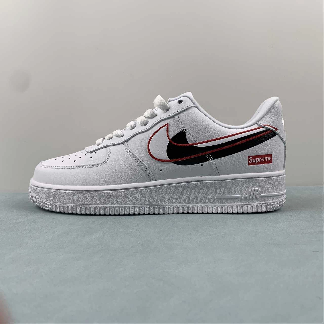 Soft Footwear Supreme x Air Force 1 07 Low White Black Double Hook Shadow CU9225-100