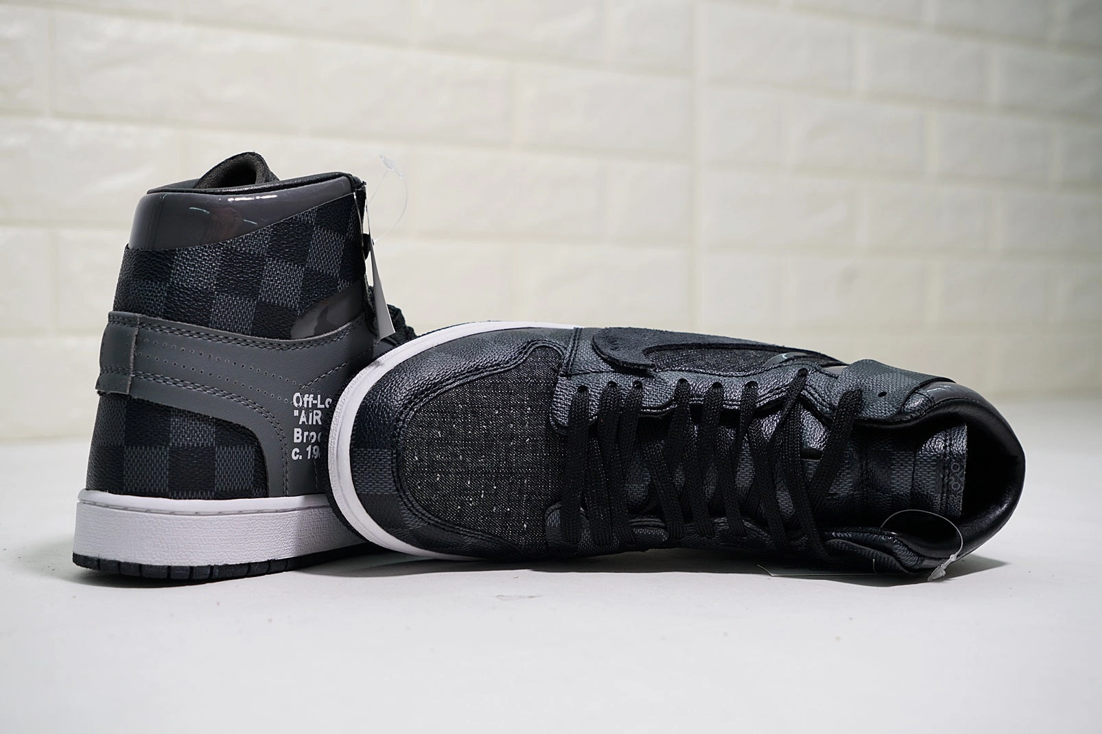 Sneaker Releases Slip Resistant Surface Air Jordan 1 High OG NRG OW Louis Vuitton Black Steel Grey Grid AO0818-001