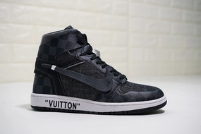 Bendable Outsole Everyday Casual Air Jordan 1 High OG NRG OW Louis Vuitton Black Steel Grey Grid AO0818-001