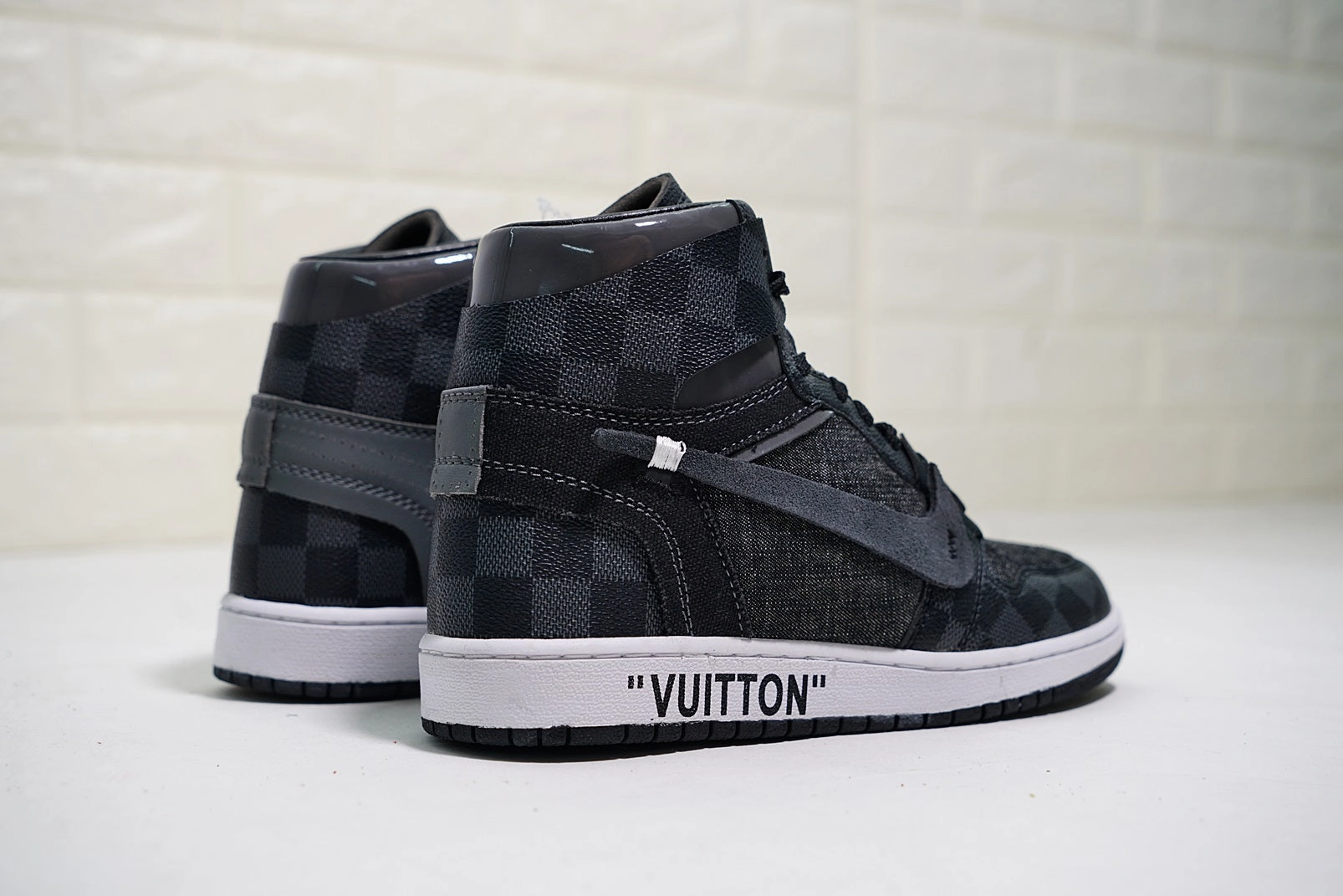 Durable durability Easy Activity Air Jordan 1 High OG NRG OW Louis Vuitton Black Steel Grey Grid AO0818-001
