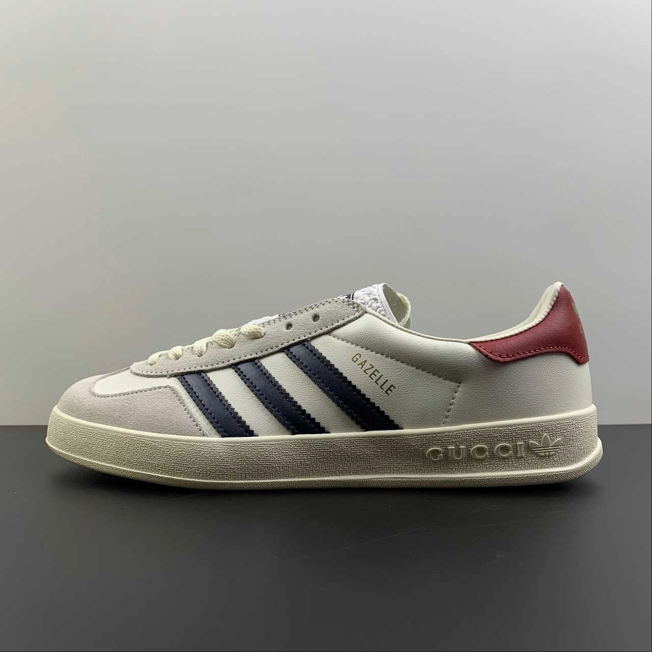 Adidas x Gucci Gazelle White Navy Red Beige shock - absorbing inserts Traction Outsole