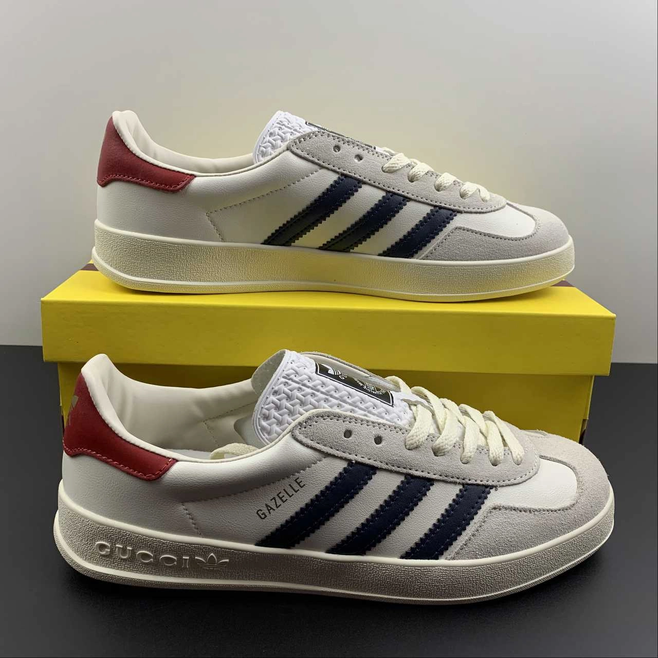 summer running shoes breathable mesh shoe aspect Adidas x Gucci Gazelle White Navy Red Beige