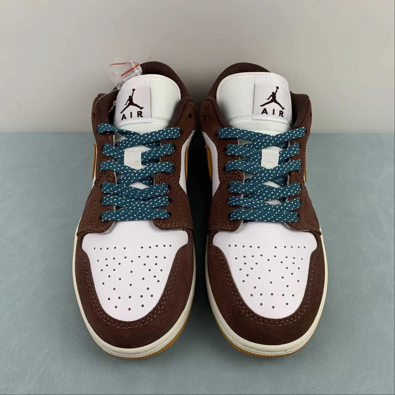 Air Jordan 1 Low Cacao Wow Twine Sail Geode Teal Luminous Green FB2216-200 Trail Usage Seamless Inner Lining