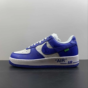 Stylish Edge Louis Vuitton x Air Force 1 White Blue 3308-4