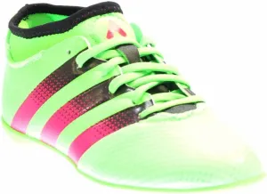 adidas Performance Ace 16.3 Primemesh IN J Soccer Shoe (Little Kid/Big Kid),Green/Shock Pink/Black,11 M US Little Kid