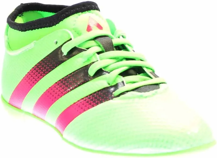 adidas Performance Ace 16.3 Primemesh IN J Soccer Shoe (Little Kid/Big Kid),Green/Shock Pink/Black,11 M US Little Kid