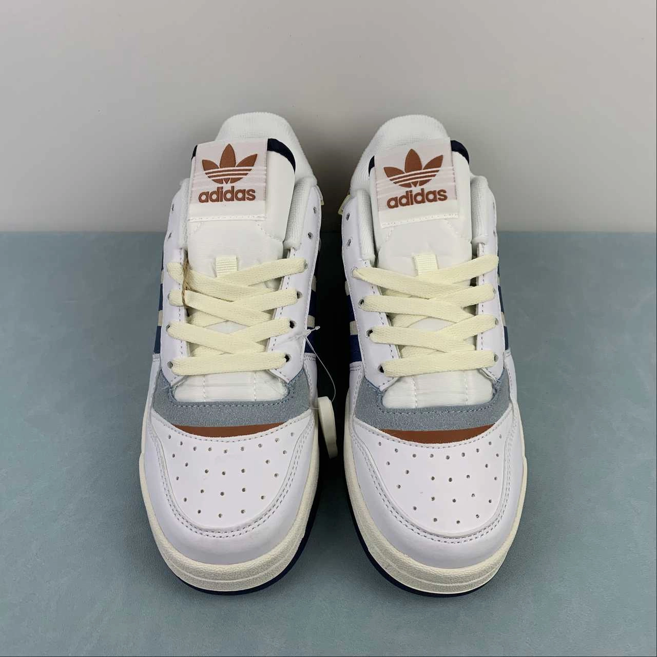 Adidas Forum Exhibit 2 White Core Black Haze Blue Beige FZ5596 Reliable Traction Ergonomic Flow