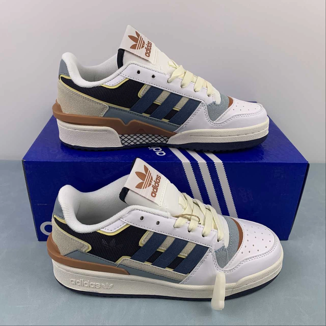 Adidas Forum Exhibit 2 White Core Black Haze Blue Beige FZ5596 Rebound Boost Technology