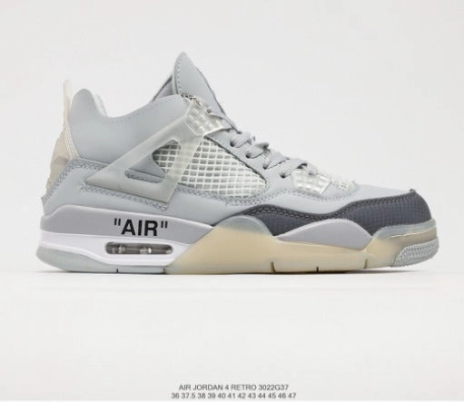 Ultra Responsive Cushion Air Jordan 4 Retro x Off White Grey Black 05HHLY13