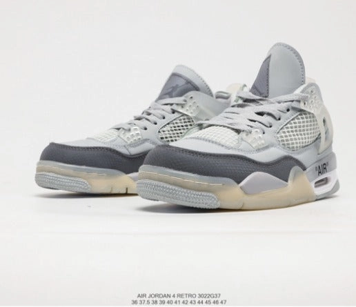 Air Jordan 4 Retro x Off White Grey Black 05HHLY13 Fashion Accent