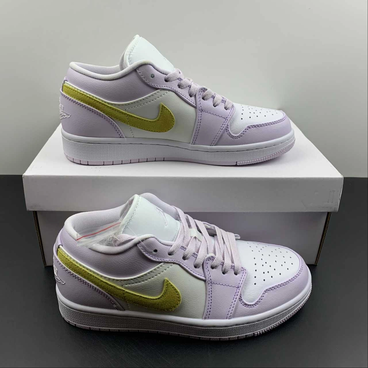 Air Jordan 1 Low Barely Grape White Lemon Wash DC0774-501 Flex Groove Technology