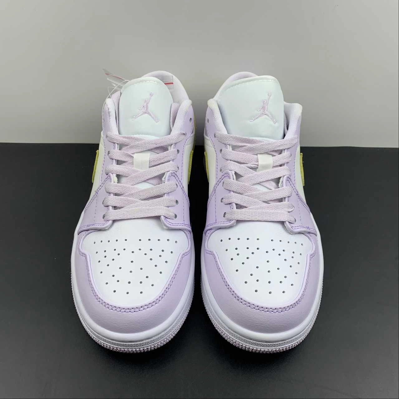 Rocker sole geometry Comfort Leather Air Jordan 1 Low Barely Grape White Lemon Wash DC0774-501
