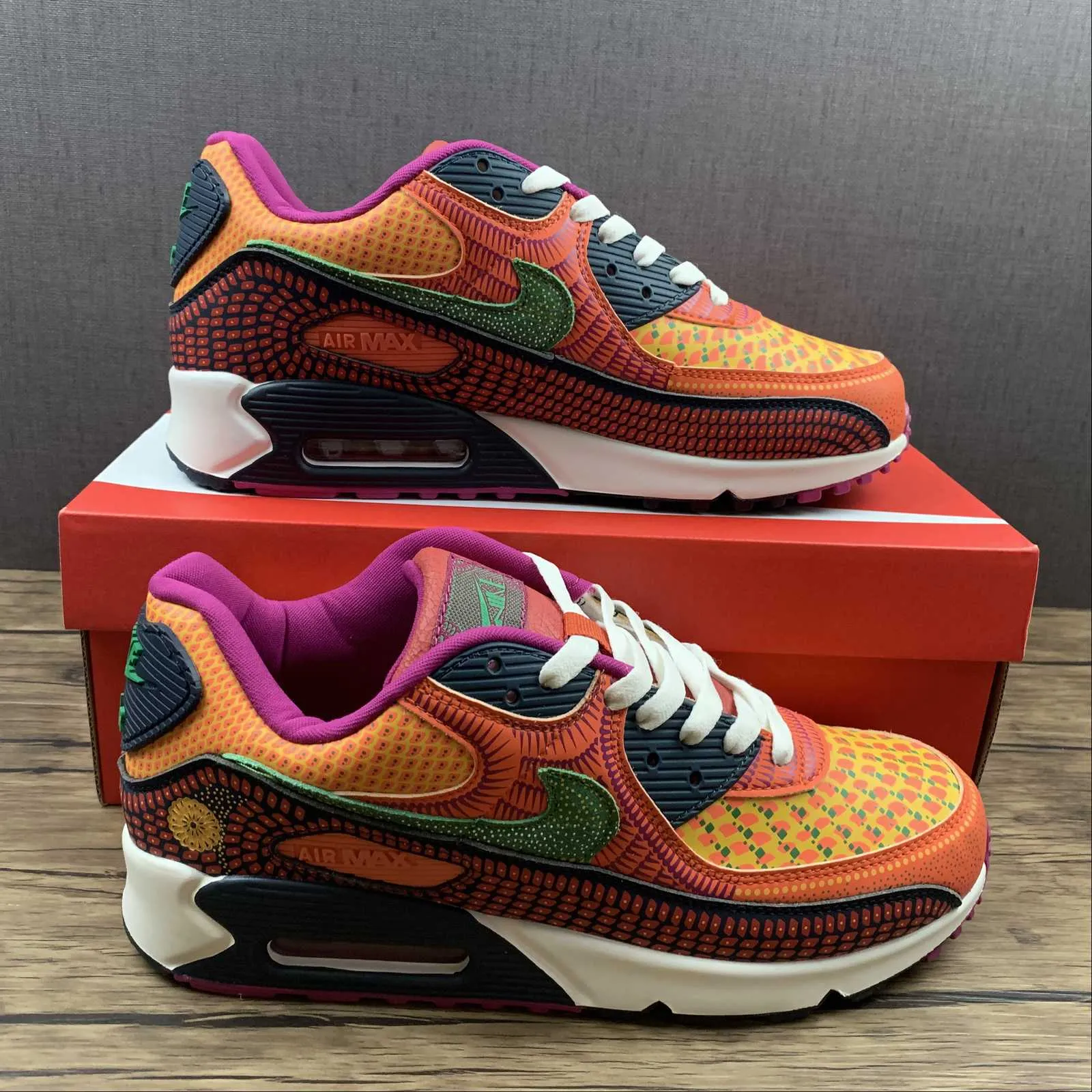 Air Max 90 Day of the Dead Deep Ocean University Gold Cactus Flower DC5154-458 plyometric training running shoes Speed Flex