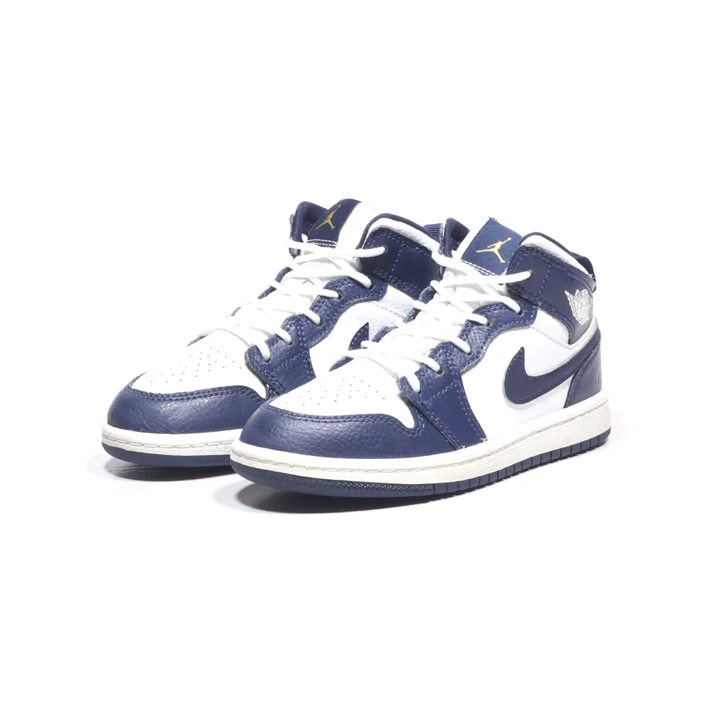 Air Jordan 1 Mid "Obsidian" Sport Shoes Leather Blue Color For Kids