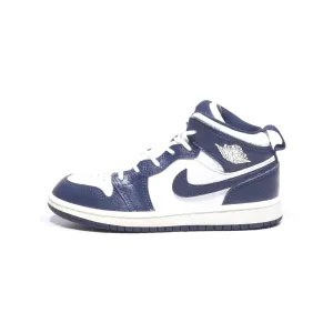 Air Jordan 1 Mid "Obsidian" Sport Shoes Leather Blue Color For Kids