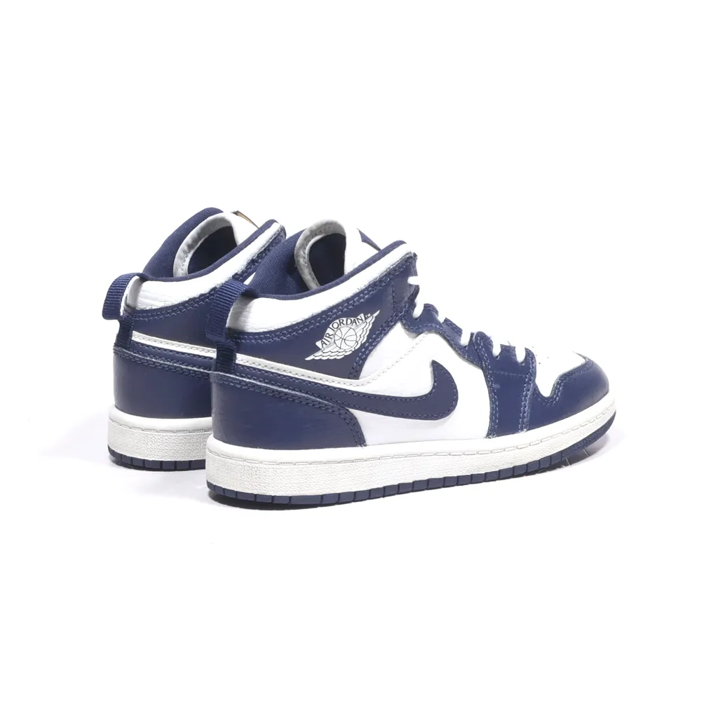 Air Jordan 1 Mid "Obsidian" Sport Shoes Leather Blue Color For Kids