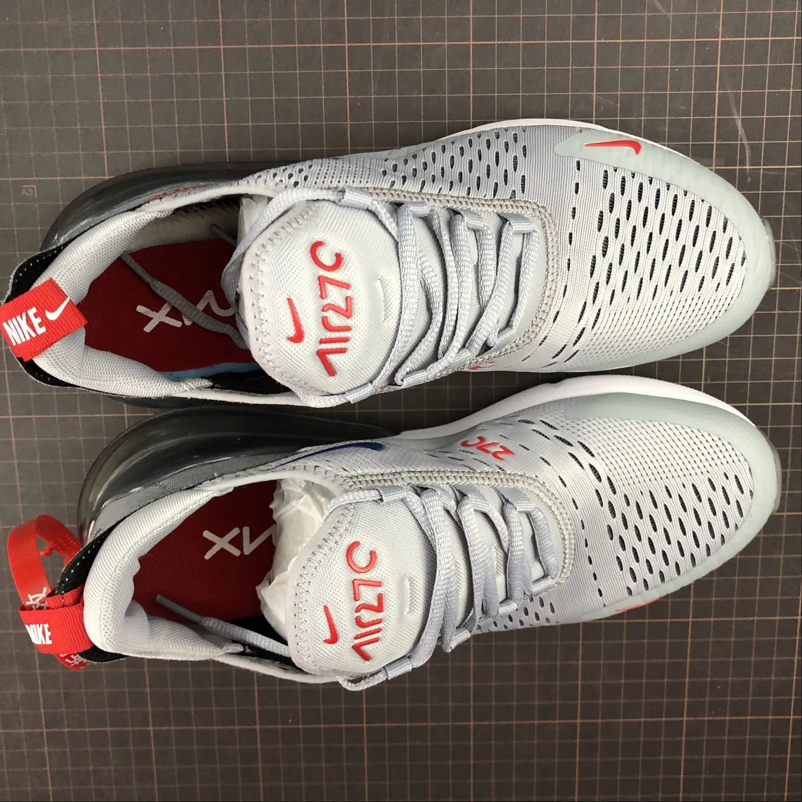 Air Max 270 Grey Red Royal CD7338-001 solid - color running wear