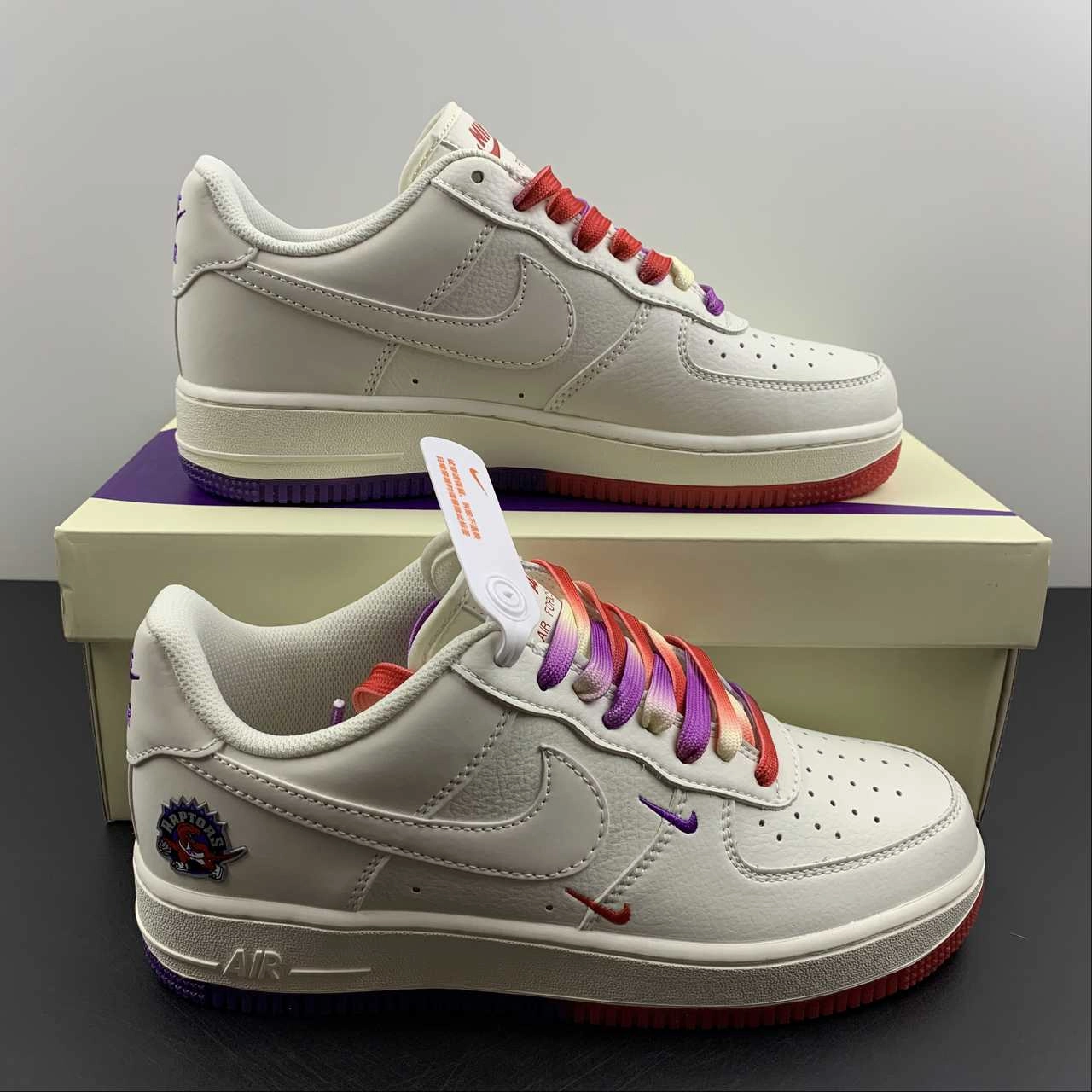 Side Support Feet Wellness Air Force 1 07 Low Raptors Toronto White Purple Red KK6325-015