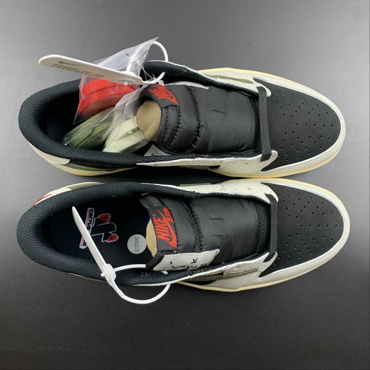 Breathable Perforations Air Jordan 1 Retro Low OG SP ??Travis Scott?? Black White Army Green DZ4137-106