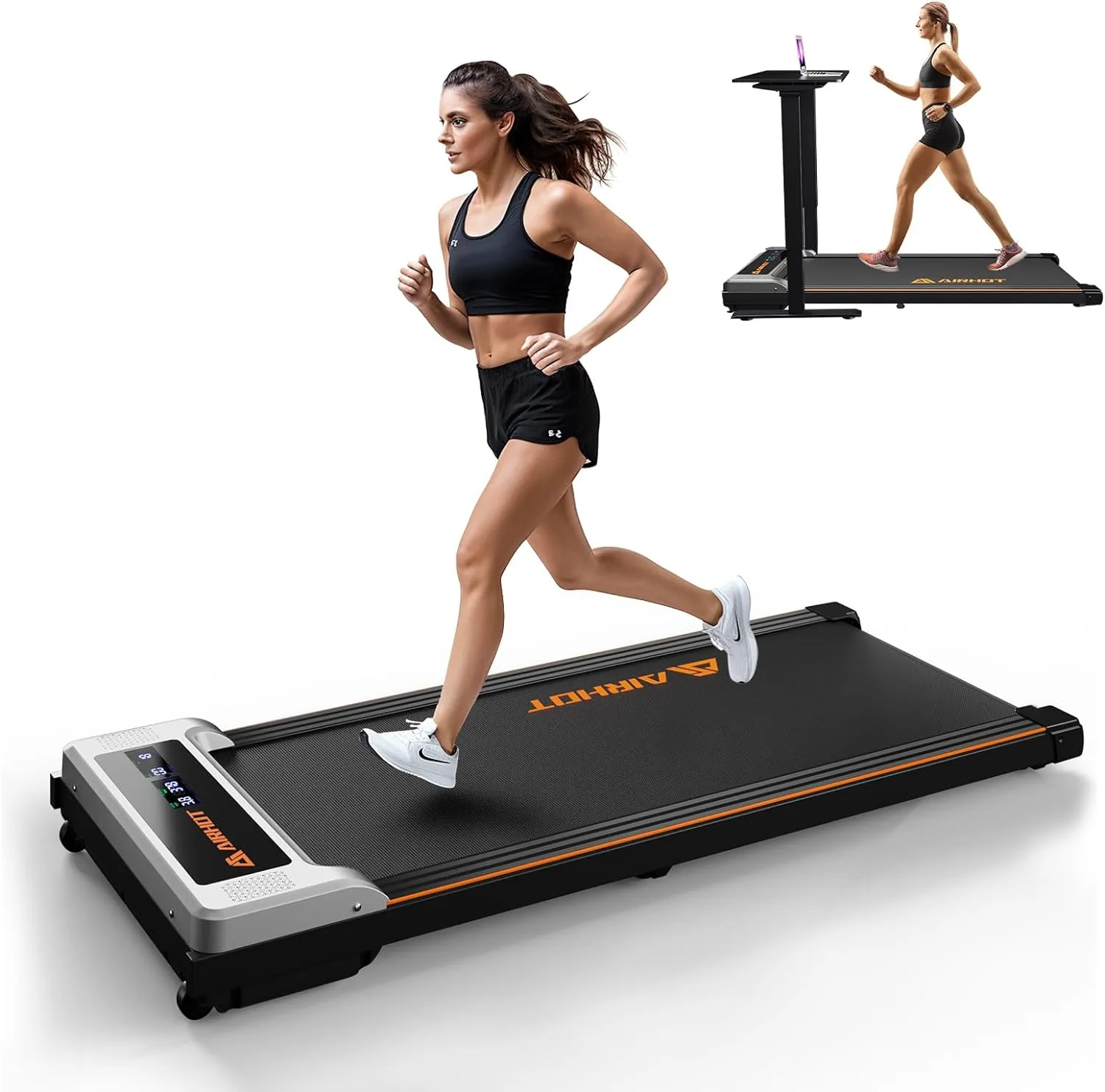 AIRHOT 2in1 Walking Pad Treadmill, 2.5HP Motor Walking Pad with LED Display and Remote Control, Running Machine for Home Office Use