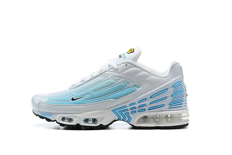 Air Max Plus 3 White Black Laser Blue CD6871-101 running in light rain shoes
