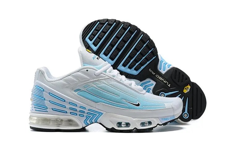 Air Max Plus 3 White Black Laser Blue CD6871-101 running in a drawbridge area shoes Comfortable fit