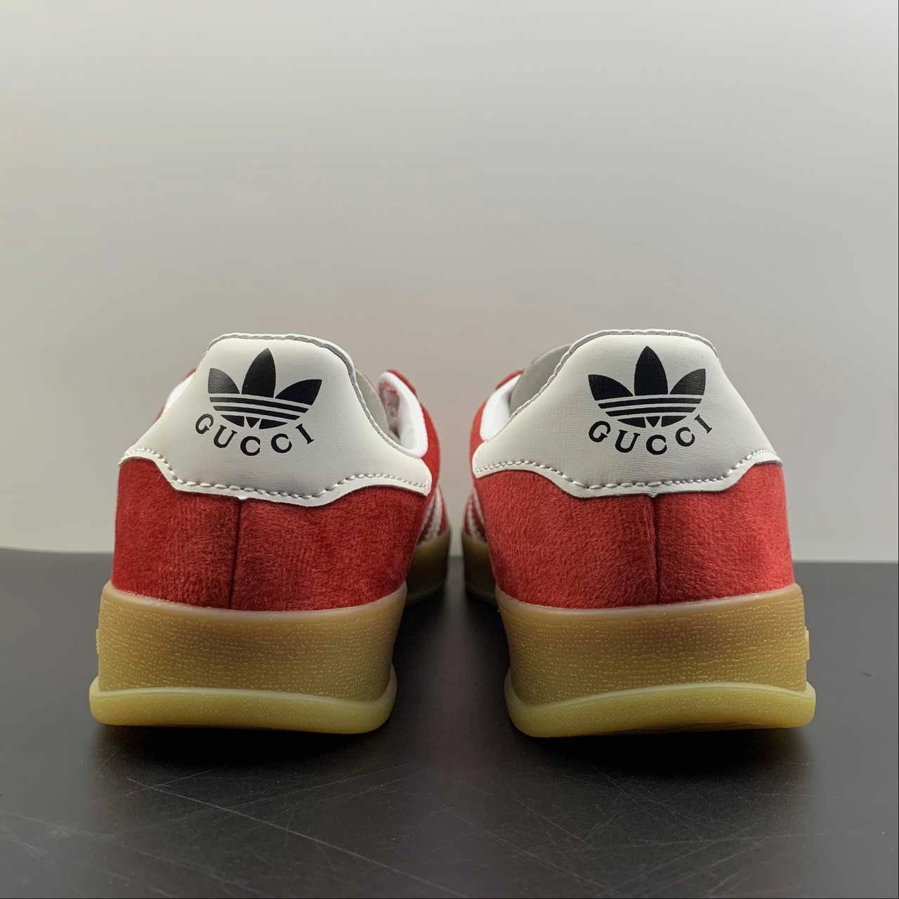 Adidas x Gucci Gazelle Red Velvet White pre - designed shoe pattern low - heeled running shoes