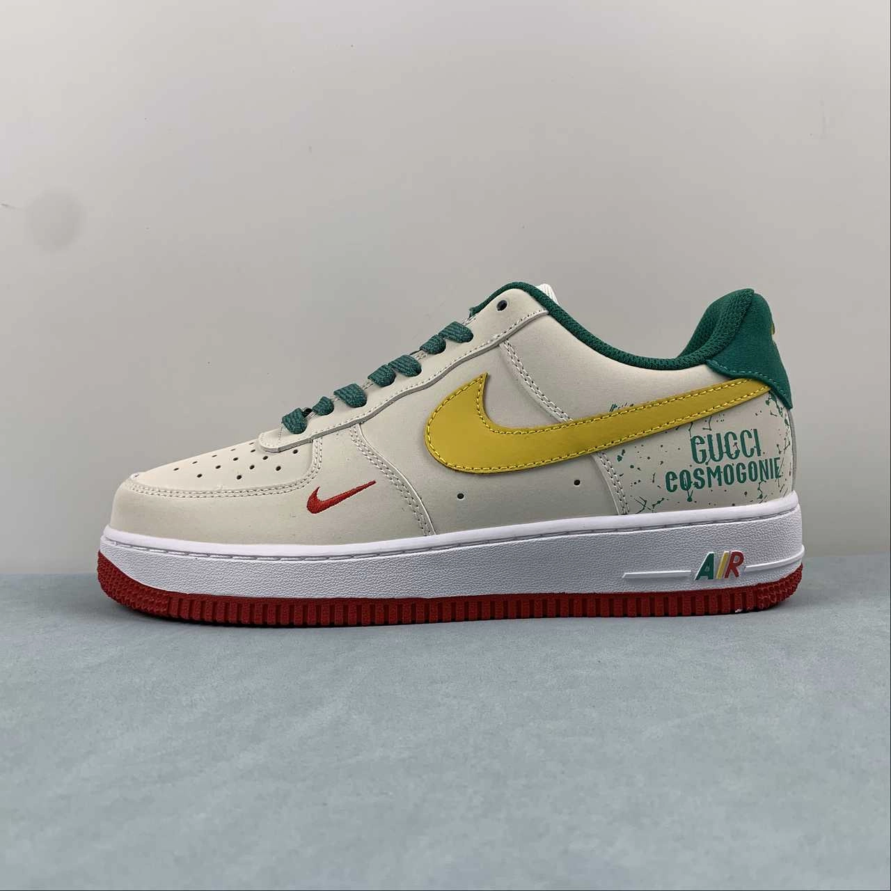 Air Force 1 07 Low Green Gold White Red HX123-002 Quick   Drying