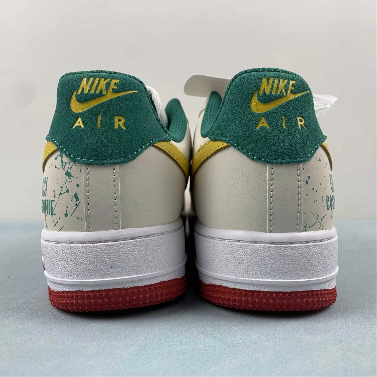 Air Force 1 07 Low Green Gold White Red HX123-002 Slip-On Style Durable Walk