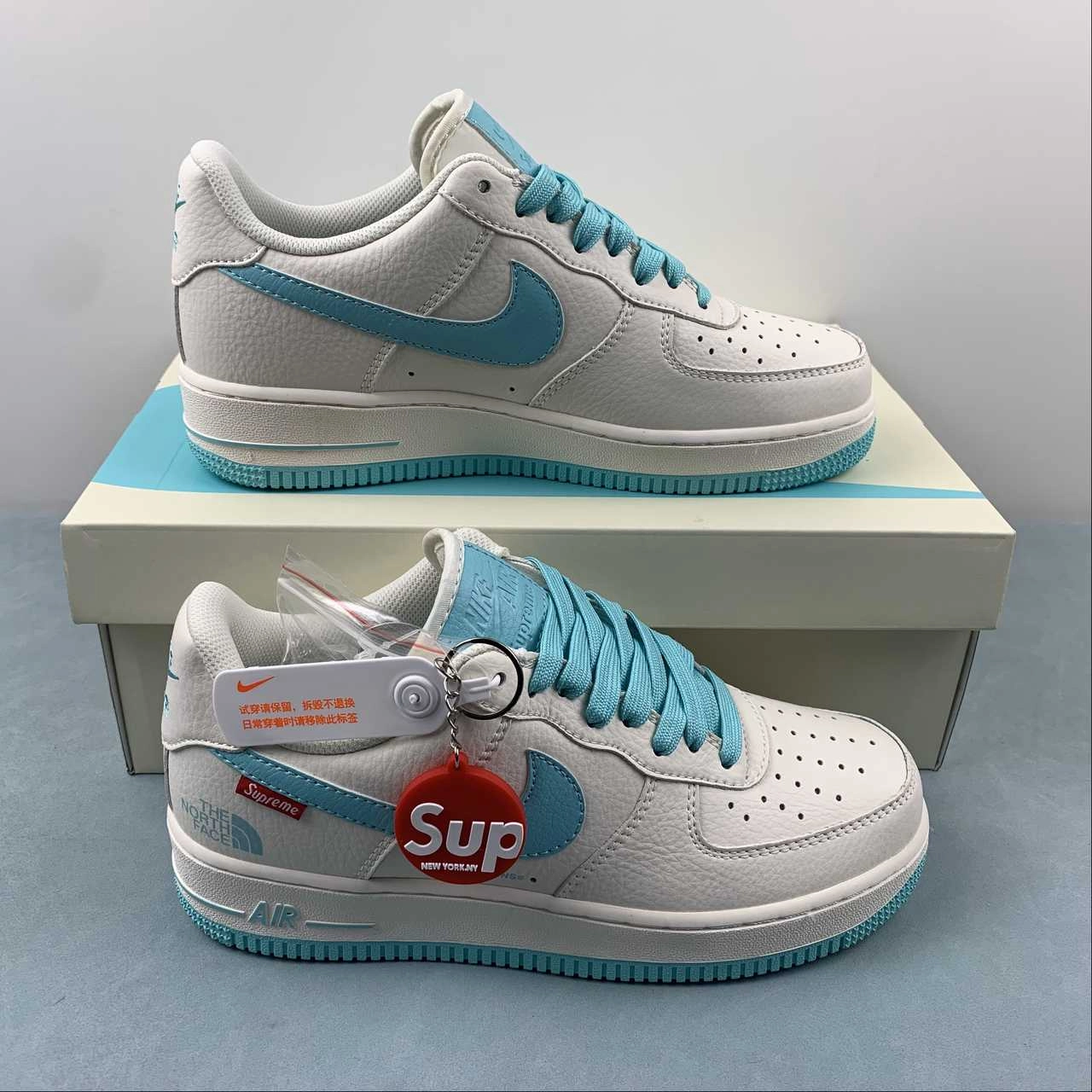 Kick Back Supreme x The North Face x Air Force 1 07 Low Off White Sky Blue SU2305-007