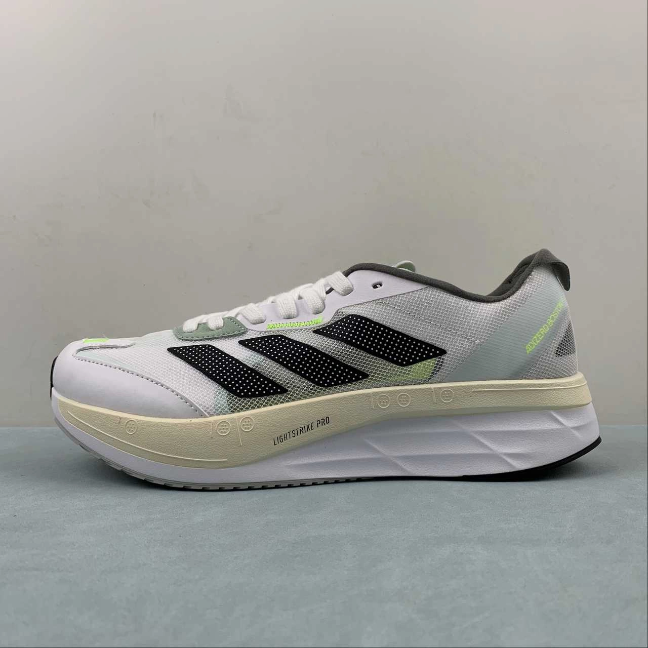 Balanced Fit Adidas ADIZERO Boston 11 Crystal White Night Metallic Linen Green GY8407