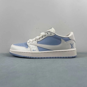 Fragment Design x Travis Scott x Air Jordan 1 Low OG SP LV White Blue BB6588-103 Multi Layer Cushion Natural Stride