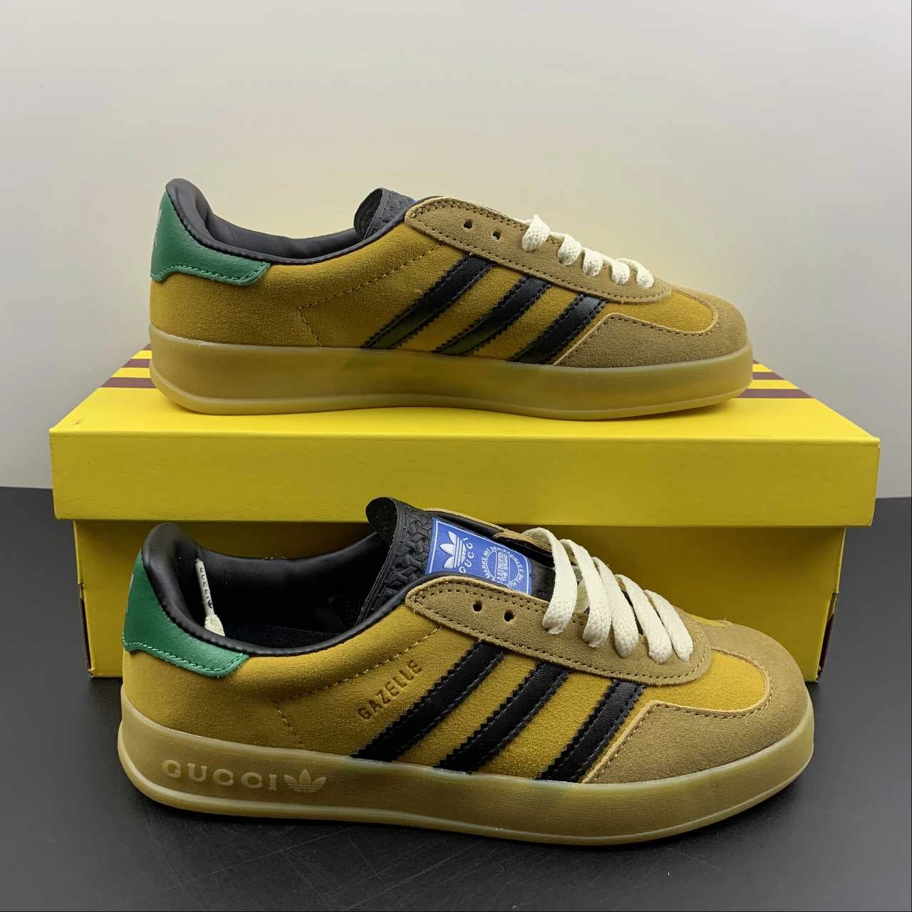 Adidas x Gucci Gazelle Taupe Khaki Green Black synthetic strength adults