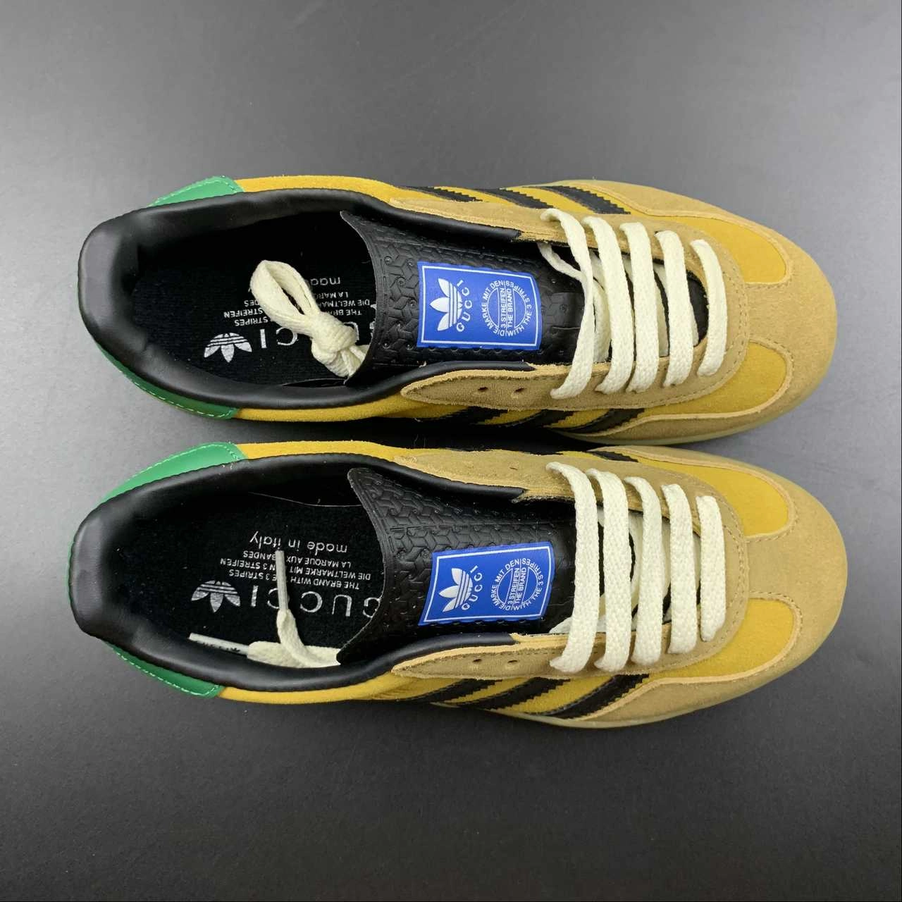 Adidas x Gucci Gazelle Taupe Khaki Green Black embroidered - finish - design shoes