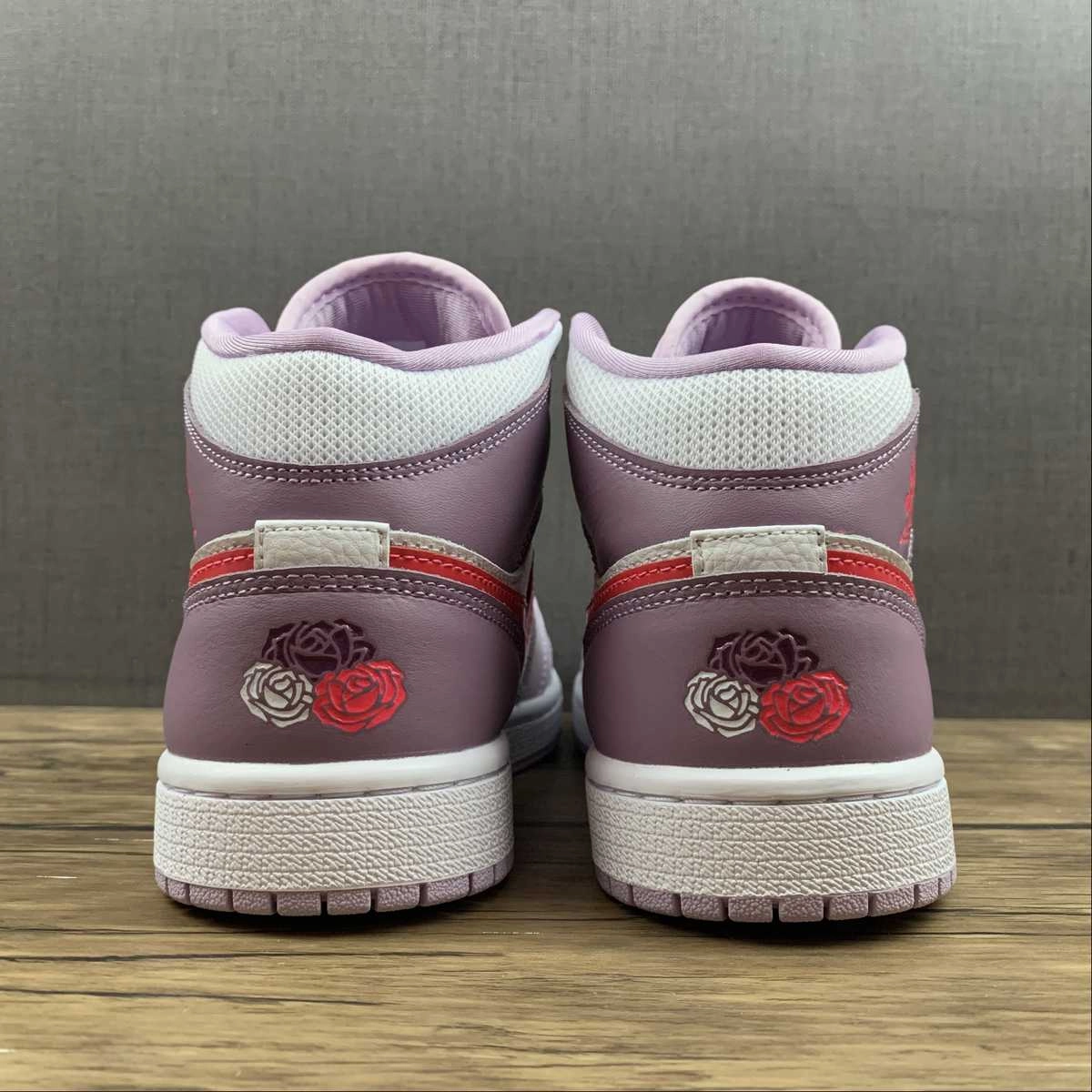 Casual Sporty Impact Resistant Midsole Air Jordan 1 Mid Iris Whisper Siren Red