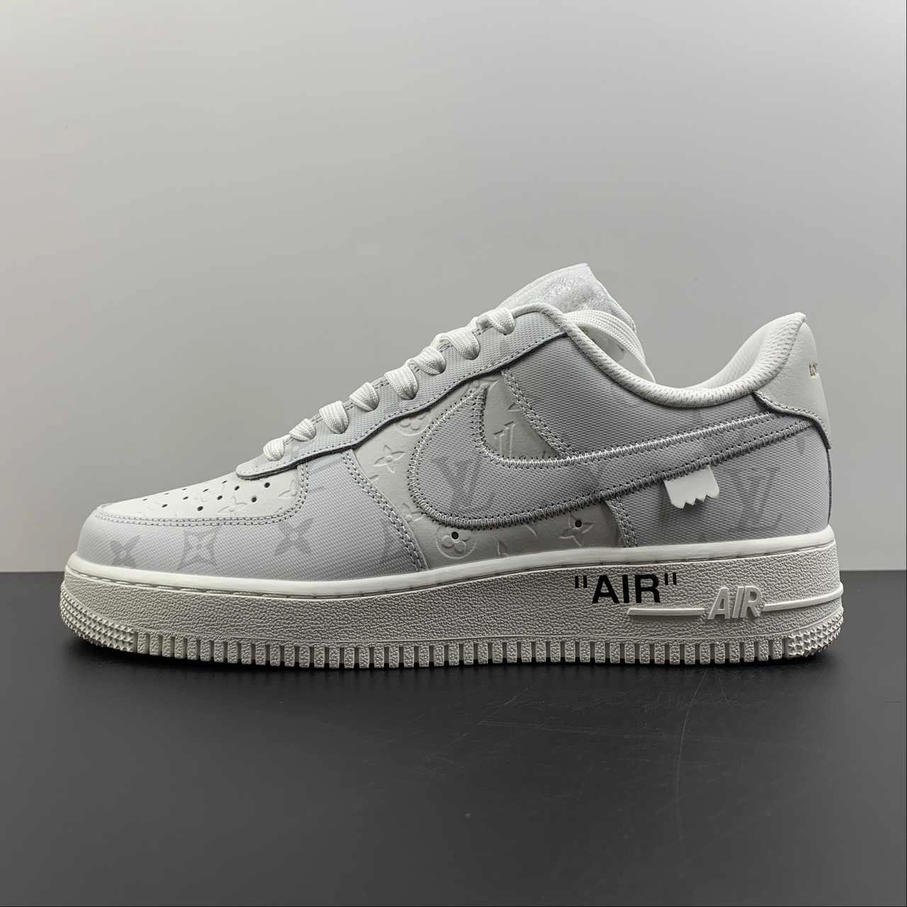 Louis Vuitton x Air Force 1 White Gray 6601-1 Running Shoes Flex Step
