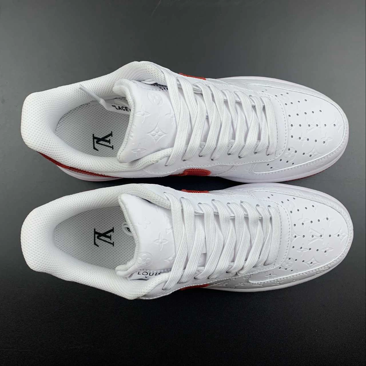 No Effort Louis Vuitton x Air Force 1 White and Red Flag LD0212