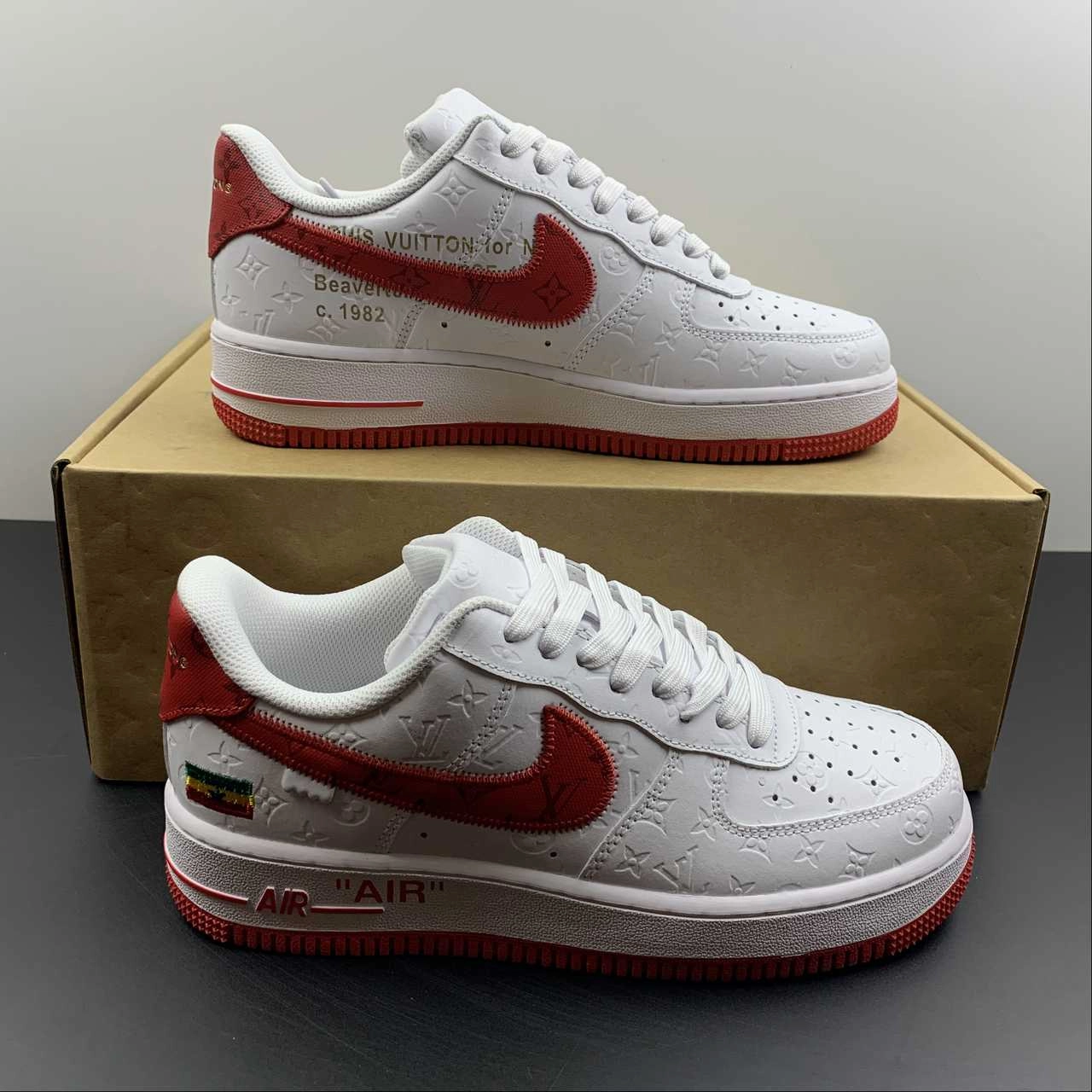 Flex Step Louis Vuitton x Air Force 1 White and Red Flag LD0212