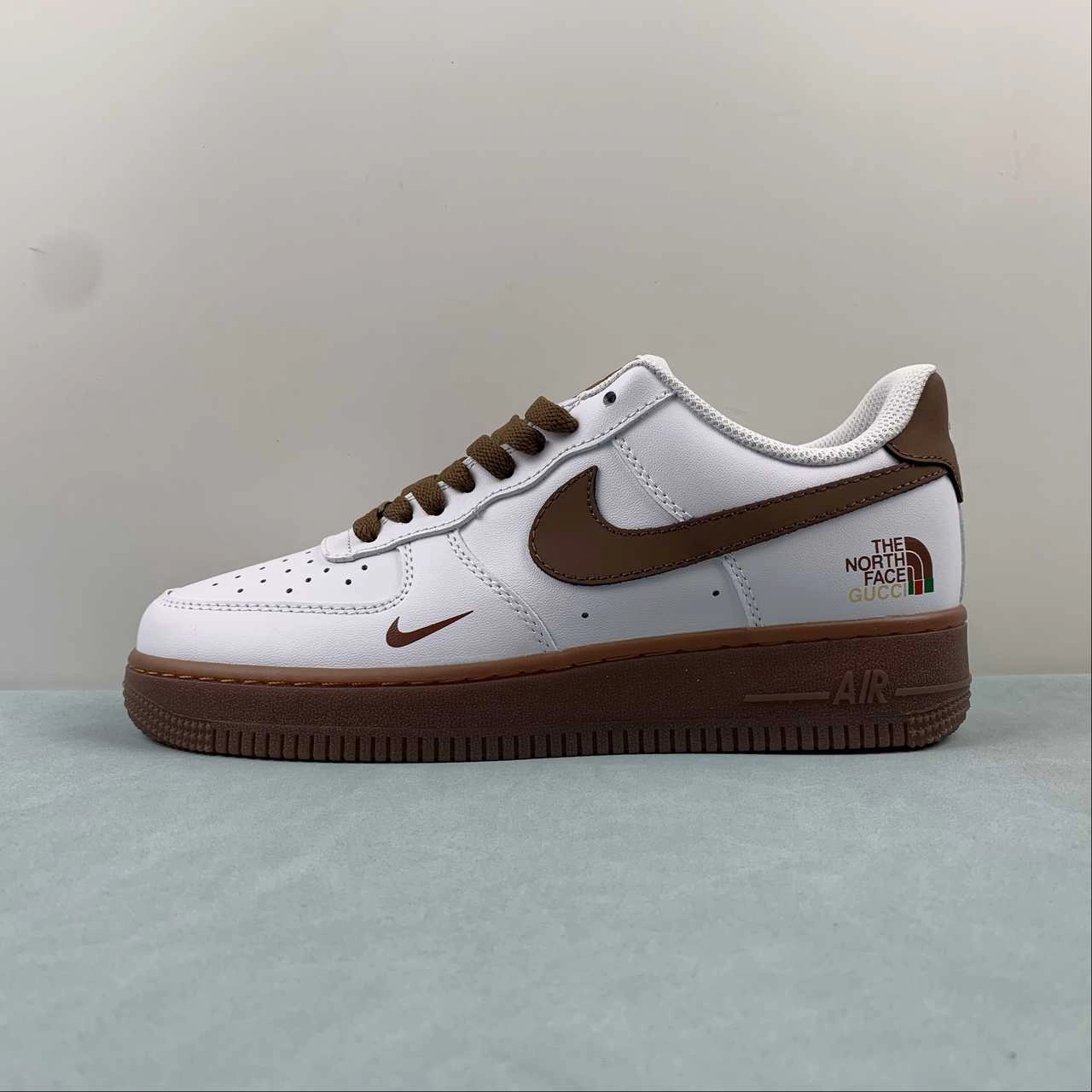 The North Face x Gucci x Air Force 1 07 Low White Brown DH7561-188 Quick lace